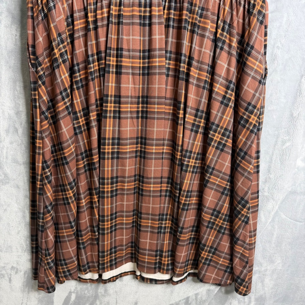 Torrid Midi Light Weight Studio Ponte Dress Womens 4X Next Tartan Plaid Rootbeer - Picture 10 of 11